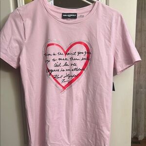 Karl Lagerfeld Pink Heart Graphic Tee